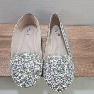 Girls Rhinestone Ballet Flats Link Memory Foam Size 3 Sparkly Crystal Dress...